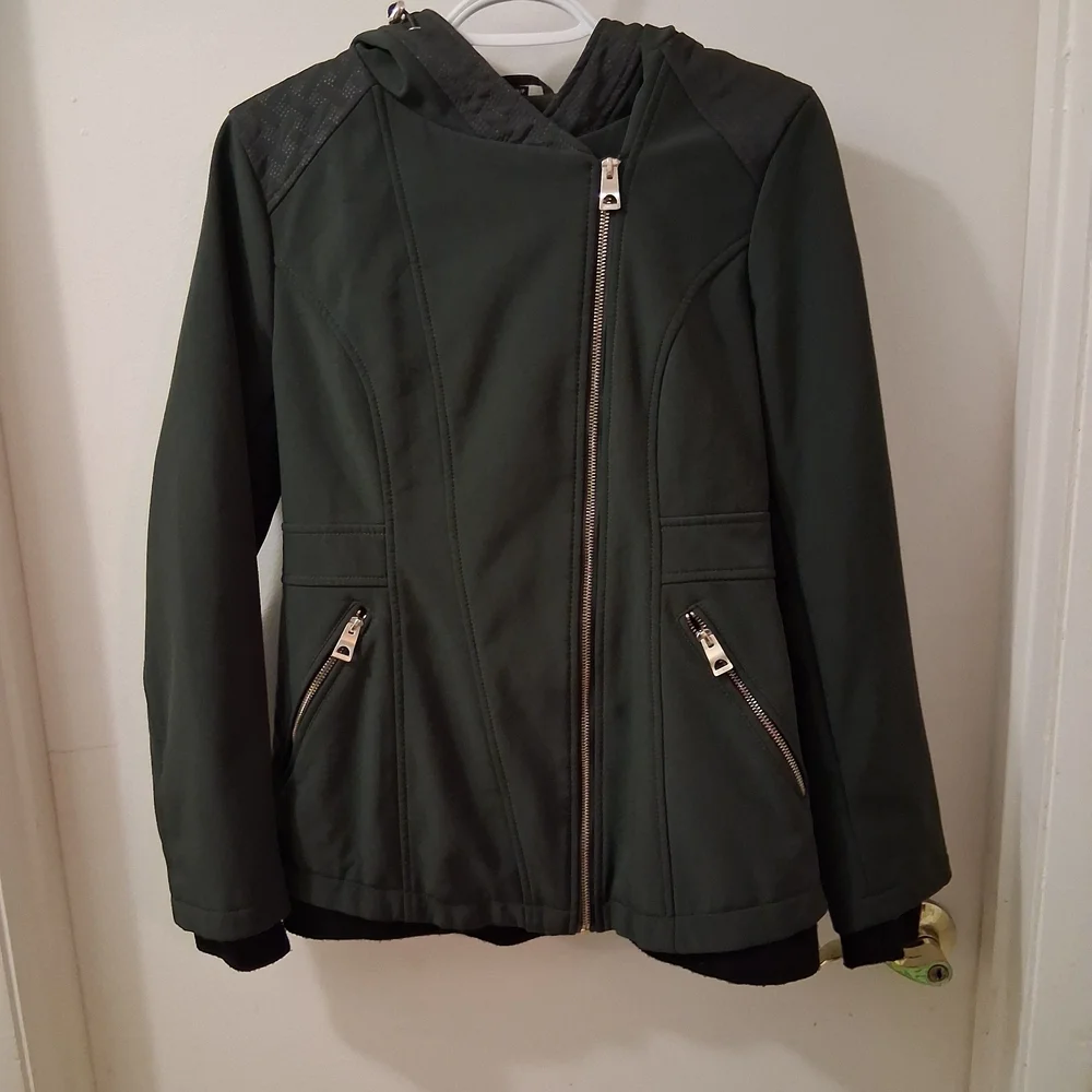 GUESS Designer Crossbody Zipper Dark Green Women's Jacket Size Small. - Picture 1 of 9